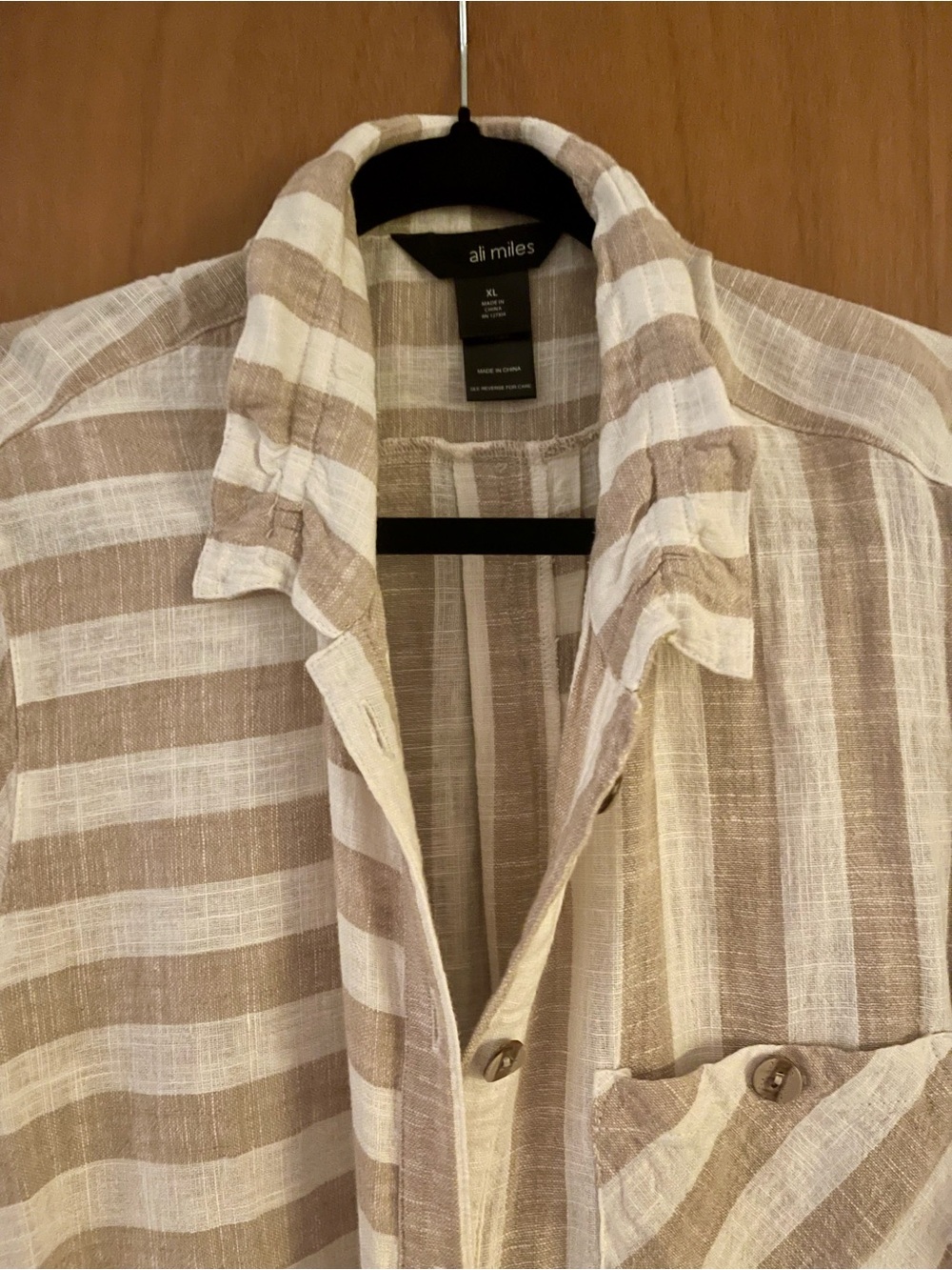 Ali Miles Striped Gauze Blouse 3/4 Sleeve